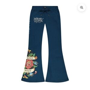 Ed Hardy Blue Tattoo Design Pants & Jacket Set Size Small